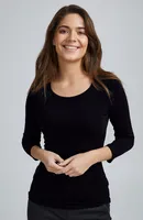 fransa FRKiksen Damen Longsleeve 3/4-Arm Langarmshirt Basic Shirt mit Rundhalsausschnitt mit Stretch Slim Fit