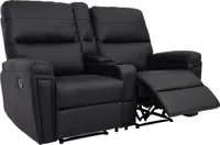 2er Kinosessel MCW-K17, Relaxsessel Fernsehsessel Sofa, Nosagfederung Getränkehalter Fach  Kunstleder schwarz