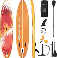 COSTWAY 320 cm x 76 cm x 15 cm Stand Up Paddling Board, včetně batohu, pumpy, nastavitelného pádla, bezpečnostní šňůry, bungee lana a sady na opravy, SUP Board 150kg nafukovací Orange