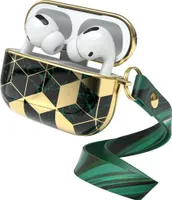 EAZY CASE - Schutzhülle für AirPods Pro Hülle Grün Hard Case Stoßfest mit Karabiner geeignet als Schlüsselanhänger Antikratz Etui rutschfest Hardcase für Airpod Pro 1. Generation in Gold Grün Marmor