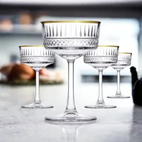PAŞABAHÇE Elysia Gold Sklenice na šampaňské, objem: 0,26 litru, výška: 164 mm, 4x