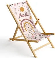Kinder Holz-Liegestuhl Personalisierbar Klappbar Klappliegestuhl Sonnenliege Strandstuhl Wechselbezug Motiv Boho [119]