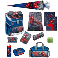 Spiderman Schulranzen Set 12tlg. Scooli Campus Fit Ranzen 1. Klasse mit Sporttasche Schultüte Marvel Held Komplett-Paket