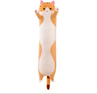Niedliche Katzen Puppen Plüschtier langes Schlafkissen Geschenk-Braun-70cm