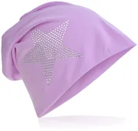Beanie Muetze Strass Stern Flieder