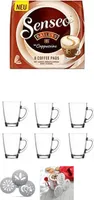 Senseo Pads Typ Cappuccino Baileys, 1er Pack  + 6 x Henkelbecher 300ml, Edelstahlschablonen Weihnachten