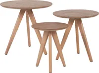 BELIANI Couchtisch 3er Set Braun MDF Tischplatte Matt Rund Modern