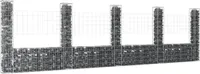 vidaXL Gabionový koš ve tvaru U s 5 sloupky Železo 500x20x150 cm