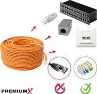 PremiumX CAT 7 Netzwerkkabel 100m LAN Kabel Duplex Kupferkabel Ethernet Datenkabel S/FTP PiMF PoE Eca Kat7 Verlegekabel Installationskabel für müheloses Verlegen