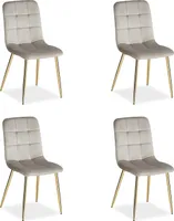 Homestyle4u 2334, Polsterstuhl Gold 4er Set Esszimmerstuhl Creme Polstersessel Küchenstuhl