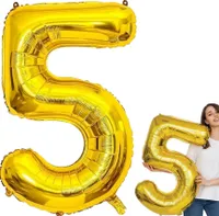 Fóliový Balónek Na Narozeninovou Párty Číslo Pět Pět 5 Zlatý Velký Xxl 100Cm