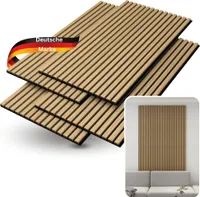 DELUKE® 3D Akustikpaneele 4er Set - Holz Optik Paneele | Akustik Wandpaneele Akustikplatten für Wand, Wohnzimmer, Flur, Küche Lamellenwand Wandverkleidung | Eiche Dunkel