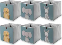 6er Set Aufbewahrungsboxen für Kinder Spielzeugkiste quadratisch blau