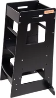 KiddyMoon Lernturm ST-003 Kitchen Helper Montessori Möbel Holz Höhenverstellbar Tritthocker Für Babys Und Kinder, Schwarz