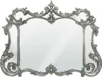 Casa Padrino Barock Spiegel Antik Silber 129 x H. 99 cm - Prunkvoller Wandspiegel im Barockstil - Antik Stil Garderoben Spiegel - Barock Interior - Handgefertigte Barock Möbel