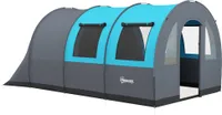 Outsunny Tunnelzelt, Campingzelt für 6 Personen, mit 2 Räumen, Lichthaken, Gruppenzelt mit Tragetasche, 3000mm Wasserabweisend Familienzelt, für Garte