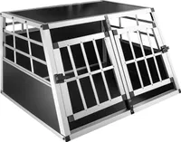 Hundetransportbox Hundebox Auto Alu Hunde Transportbox Aluminium Kofferraum Transport Box für Hund Dog Autobox 89 x 69 x 50 cm Haustier Käfig Petigi