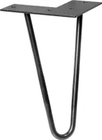 WAGNER Möbelbein HAIRPIN LEG Retro - 12 x 12 x 20 cm, Stahl, schwarz, Bein schräg & Anschraubplatte - 12822001