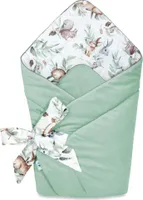 Pepi Babyhörnchen Einschlagdecke - 75×75 cm 100% Baumwolle  - Babydecke Wickeldecke Babynest - Velvet Green Groove