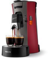 Philips Senseo Select Kaffeepadmaschine - Kaffeestärkewahl Plus Memo-Funktion aus recyceltem Plastik rot (CSA240/90)