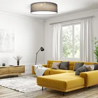 Navaris LED Deckenleuchte 22W - Rund ∅ 40cm - Design Stoff Hellgrau Sterneneffekt - Deckenlampe LED Licht Warmweiß