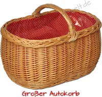 YULKA Einkaufskorb  Weidenkorb Autokorb Weide Korn Korb  (L) 52 x (B) 35 x (H) 27/36) mit Einlage