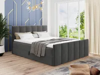 Boxspringbett Star Lux mit Fußteil, 2 Bettkästen und Matratzentopper - Doppelbett mit Topper, Bonell-Matratze, Polsterbett, Bett (Dunkelgrau (Kronos 22), 160 x 200 cm)