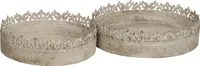 Tablett-Schale 2erSet METALL Shabby chic Landhaus Vintage grau rund Ø30+35cm