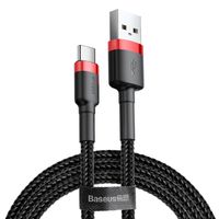 Baseus Cafule Cable strapazierfähiges Nylonkabel USB / USB-C QC3.0 2A 3M schwarz-rot (CATKLF-U91)