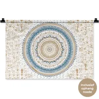 MuchoWow® Tapiserie na zeď Mandala - modrá - česká - bílá - design 60x40 Tapiserie Dekorace na zeď Šála