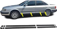 4x Zierleisten Türleisten Seitenleisten Leisten Set LINKS + RECHTS + CLIPS für Audi 100 C4 90-94