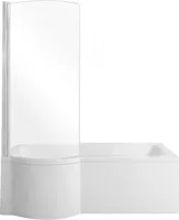 Eckbadewanne Badewanne INSPIRO LINKS 160x70 mit Glasabtrennung, Ablaufgarnitur und Füßen ohne  Schürze.