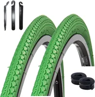 2 x Roverstone Fahrradreifen grün- 37-630 (27 x 1 3/8) + 2 x Schläuche DV inkl. Reifenheber