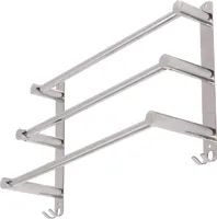 Ručníková tyč výsuvná 43-78CM z nerezové oceli bez vrtání Ručník Bar Wall Wall Shelf vhodný pro koupelnu Kuchyňský ručník Bar (Silver 3-Ply)