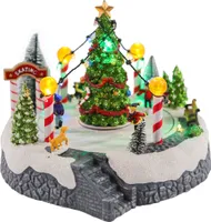 LED kluziště s osvětleným vánočním stromem - 22x18,5 cm - s hudbou