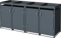 ML-Design 4-košový box na odpadky so strieškou na sadenie pre 4 odpadkové koše, 240L 264x80x124cm antracitová farba, oceľ, odolný voči poveternostným vplyvom/uzamykateľný