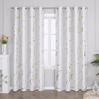 Joyswahl Verdunklungsvorhang Blickdicht Gardinen mit Ösen Thermovorhang Kälteschutz mit Gold Glanzdruck Wohnzimmer Weiß HxB 225x140 cm
