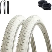 2 x Kenda K-142 Fahrradreifen Weiß 40-635 (28 x 1 1/2) + 2 x Schläuche DV inkl. maxxi4you Reifenheber