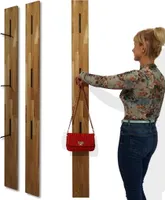 FLEXISTYLE Holz Kleiderhaken wand Wandgarderobe Garderobe klappbar platzsparend Garderobenhaken Holz Garderobenleiste Holz für Flure, Garderoben, Schlafzimmer und Badezimmer (Eiche)