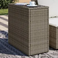 vidaXL Zahradní stolek se skleněnou deskou šedý 58x27,5x55 cm ratan