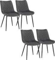WOLTU 4er-Set Esszimmerstühle Küchenstuhl Polsterstuhl mit Rückenlehne, Sitzfläche aus Samt, Metallbeine, Dunkelgrau