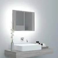 vidaXL Szafka z lustrem LED szara Sonoma 60x12x45 cm materiał drewnopochodny
