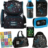 Schulranzen für Jungen und Mädchen Set - Schul-Rucksack für Kinder mit Federmäppchen - Schuhbeutel, Trinkflasche, Sporttasche, Notizbuch und Hausaufga