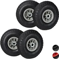 relaxdays 4 x Sackkarrenrad 3.00-4 schwarz-grau