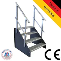 4 Stufen Standtreppe Modell 1 Treppe Stahltreppe freistehend Breite 150cm Höhe 84cm anthrazit mit beidseitigem Geländer