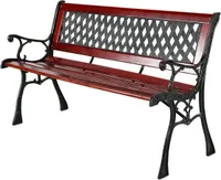 Linder Exclusiv Gartenbank 2-Sitzer,Sitzbank aus Holz-Metall Parkbank bis 150Kg mit Rückenlehnen Gartenmöbel Holzbank MC4413 125x52x74 cm