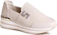 topschuhe24 2965 Damen Plateau Slipper Glitzer Keil Halbschuhe , Farbe:Beige, Größe:40 EU