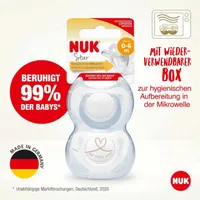 NUK Schnuller Star Silikon 0-6 Monate 2er Pack sortiert