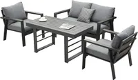 MEXO Gartenlounge-Set Gartenmöbel Set Aluminium Loungeset für Terrasse Balkon,wetterfest Sitzgruppe Essgruppe Gartengarnitur für 3-4 Personen