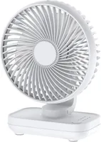USB Ventilator Ultra Leise - 4000mAh Tischventilator, 4 Geschwindigkeiten, Mini Ventilator LED-Digitalanzeige für den Schreibtisch, Weiß
